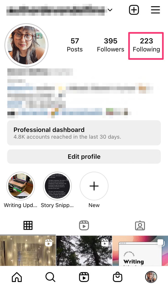 iPhone'da görüntülenen Instagram profil sayfası.