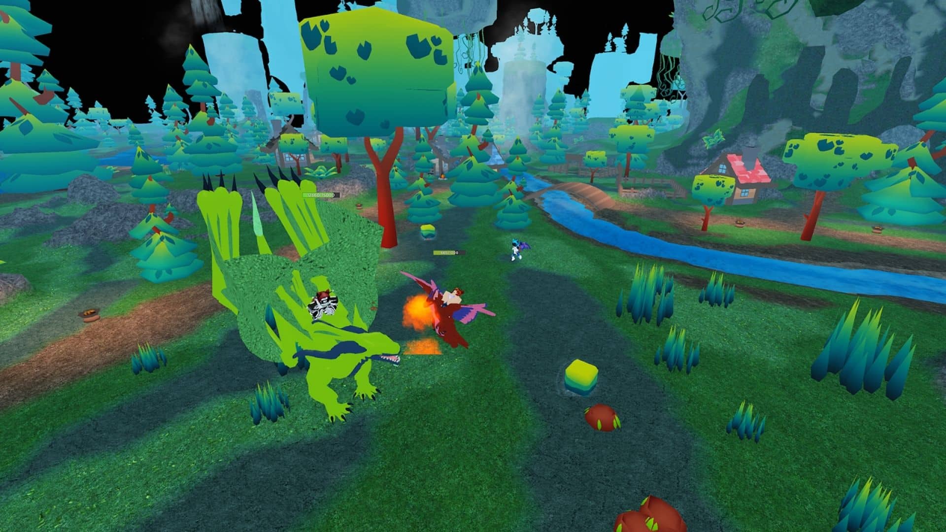 Roblox Dragon Adventures'daki Ejderhaların bir görüntüsü