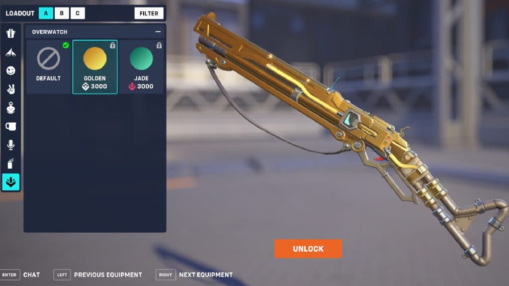 Overwatch 2 Altın Silah satın alma menüsü