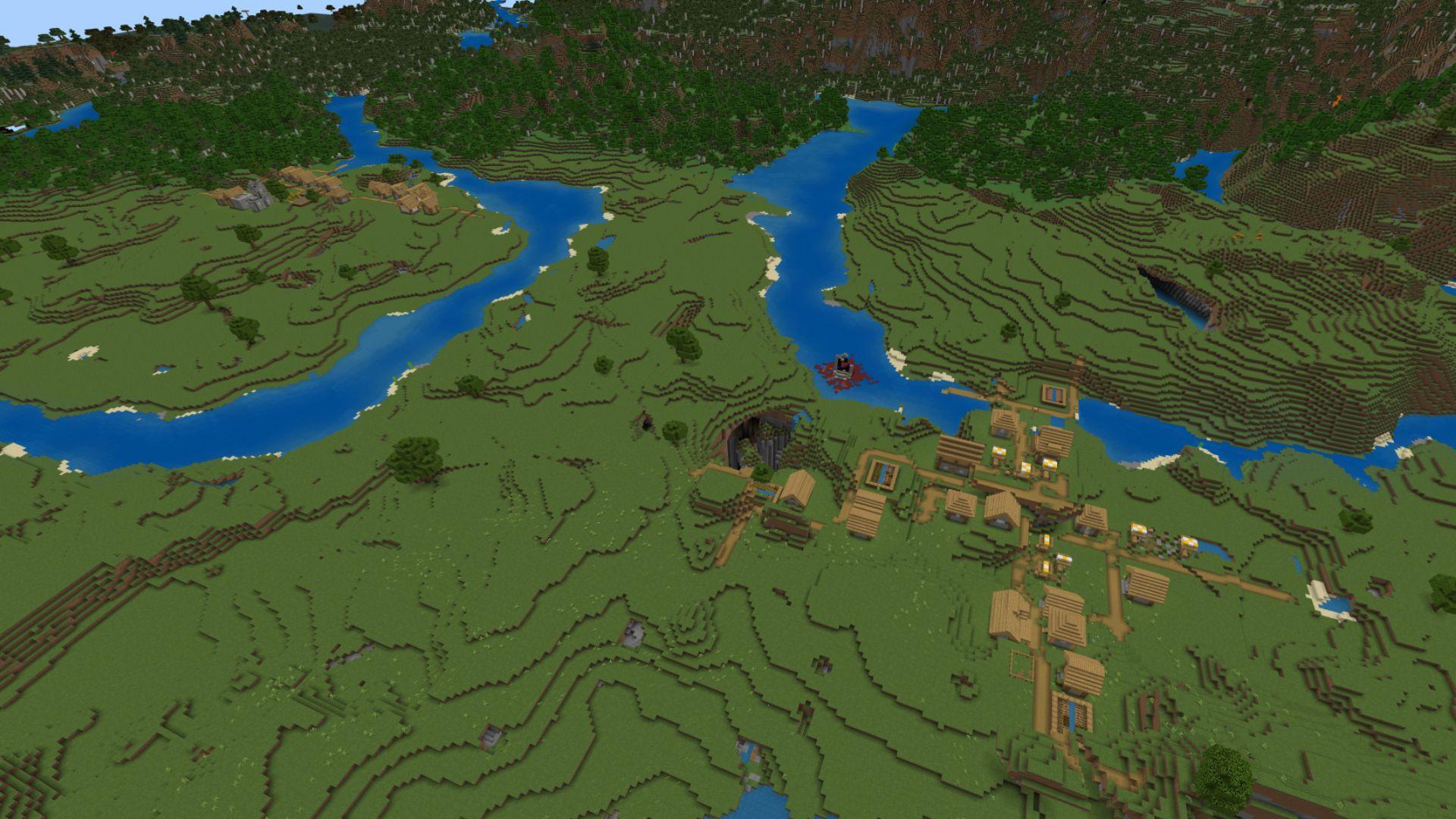 Bir Minecraft köyü ve mağaralar en iyi minecraft tohumları 2023